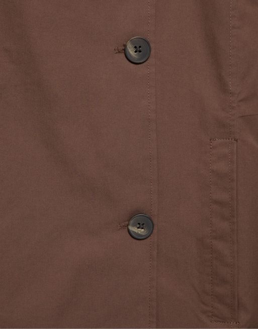 Pull&Bear kurzer Trenchcoat mit Gürtel in Braun, 6 von 7