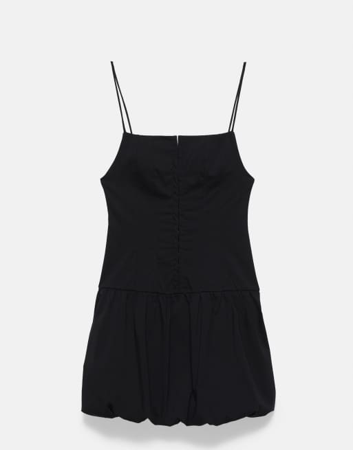 Pull&Bear kurzes Kleid mit Korsett-Details und Trägern in Schwarz, 5 von 7