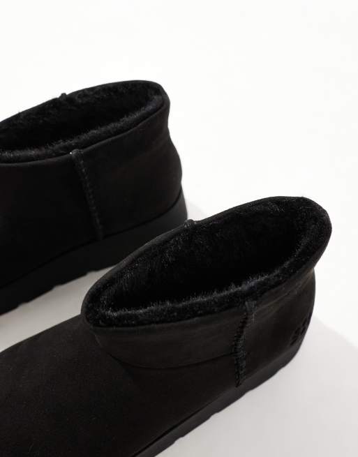 Pull&Bear – Kuschelige Ankle-Boots in Schwarz mit Plateausohle, 2 von 4