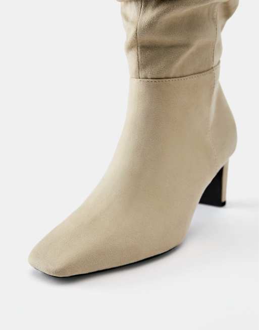 Pull&Bear laarzen met gerimpelde schacht in ecru, 4 van 4