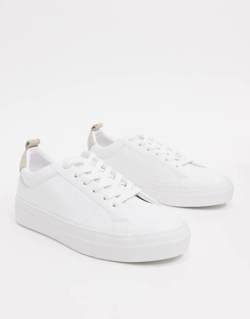 Pull&Bear lace front sneakers in white ASOS