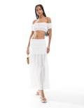 [Pull & Bear] Pull & Bear lace tiered maxi skirt in white (part of a set) XS WHITE