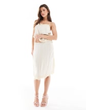Gina Tricot poplin balloon slit maxi skirt in white
