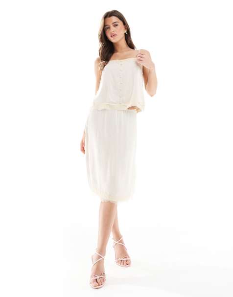 Pull&Bear lace trim skirt in vanilla (part of a set) - view 1