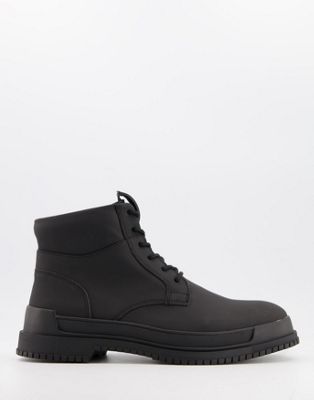 Pull&Bear lace up boot in black