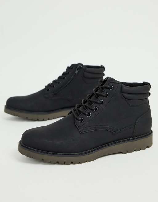 Pull&Bear lace up boots in black | ASOS