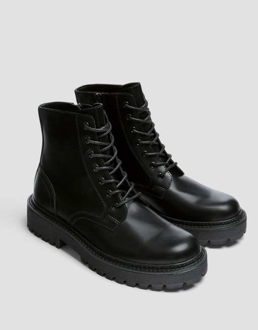 Pull&Bear lace up boots in black | ASOS