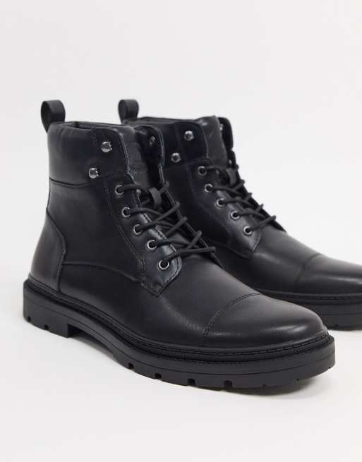 Pull&Bear lace up boots in black