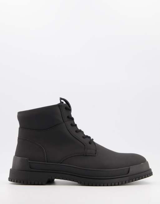 Pull&Bear lace up boots in black | ASOS