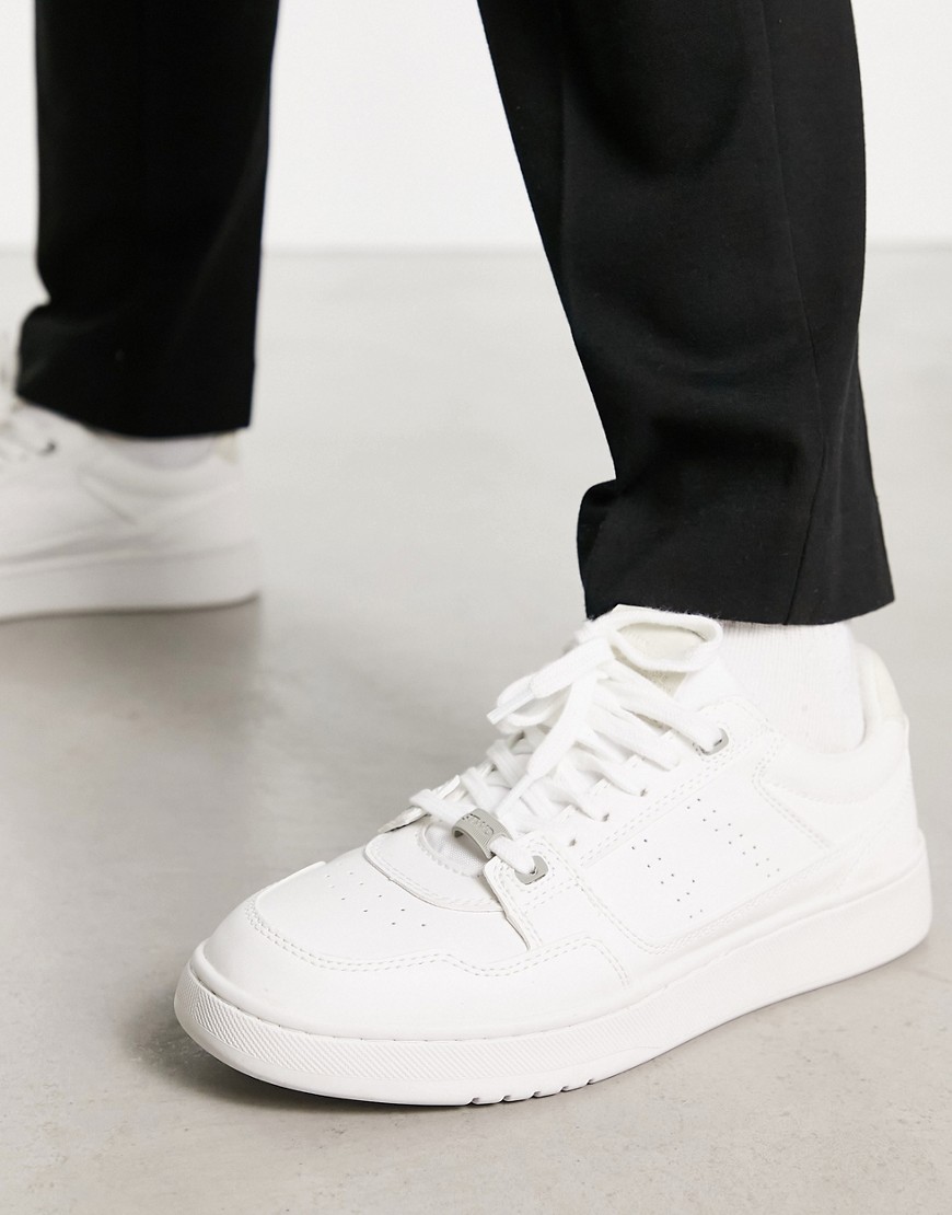 Pull & Bear lace-up chunky sneakers in white