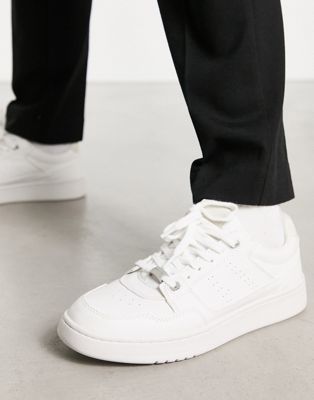 Pull&Bear lace up chunky trainers in white