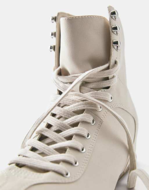 Pull&Bear låga sneakers i mocka, cream, 5 av 5