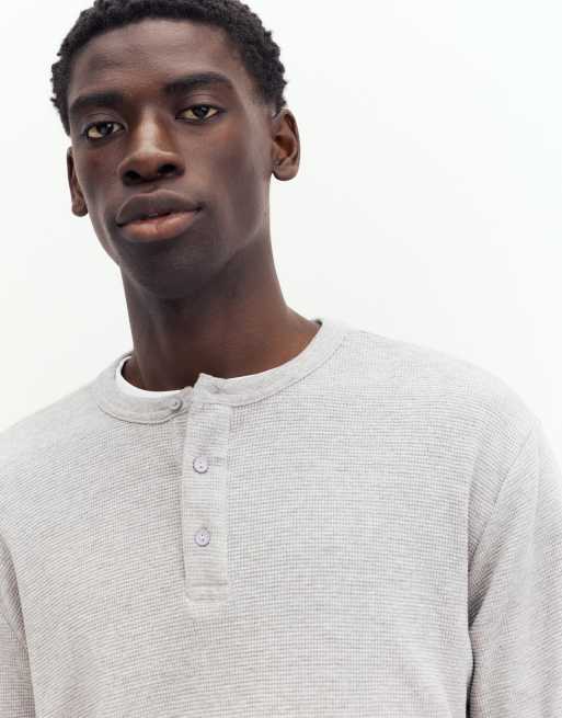 Pull&Bear Langarm-T-Shirt in hell meliert mit Waffelstruktur, 3 von 7