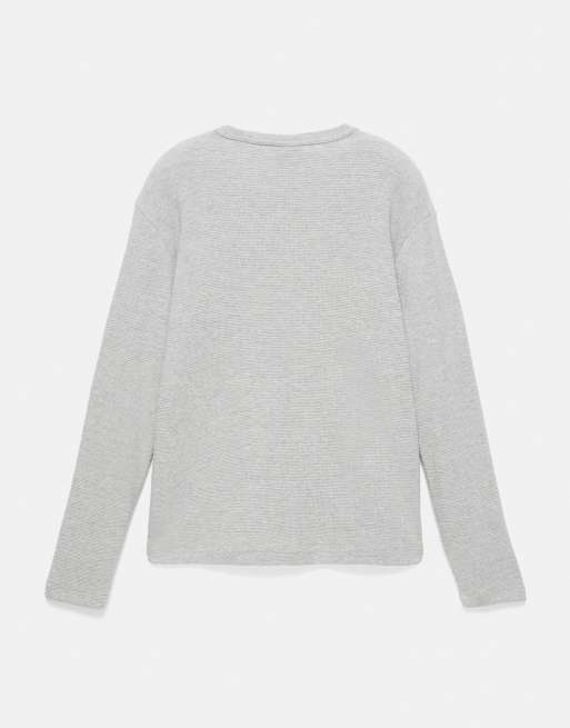 Pull&Bear Langarm-T-Shirt in hell meliert mit Waffelstruktur, 7 von 7