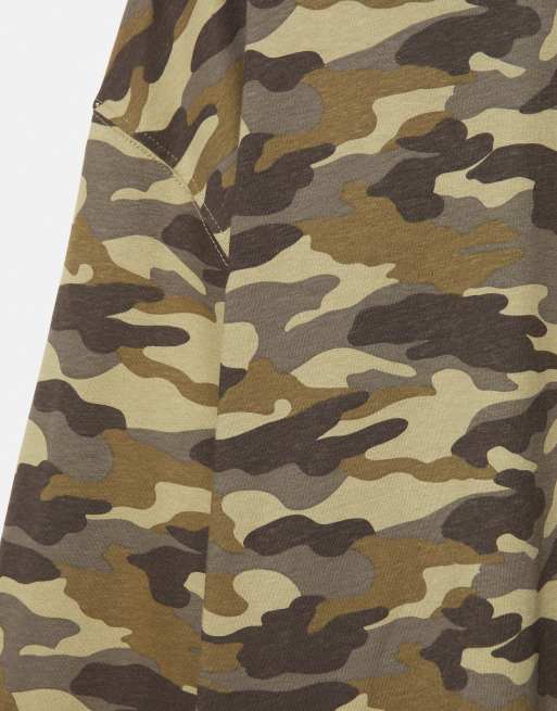 Pull&Bear långärmad mönstrad t-shirt i khaki, 7 av 7