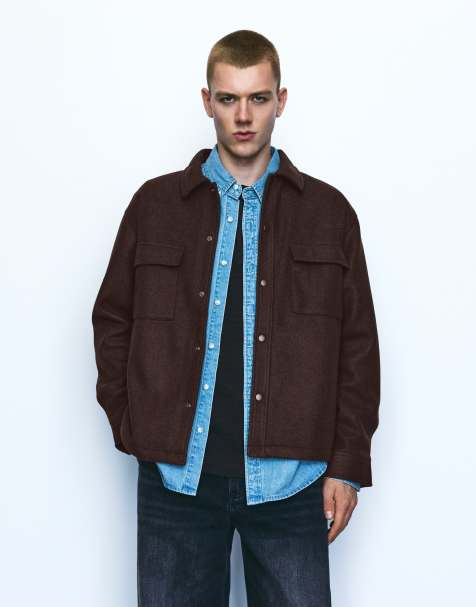 Pull&Bear långärmad overshirt i chocolate - view 1