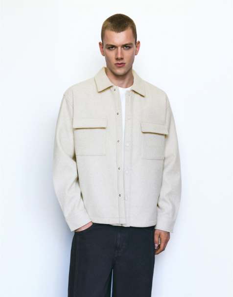 Pull&Bear långärmad overshirt i off white - view 1