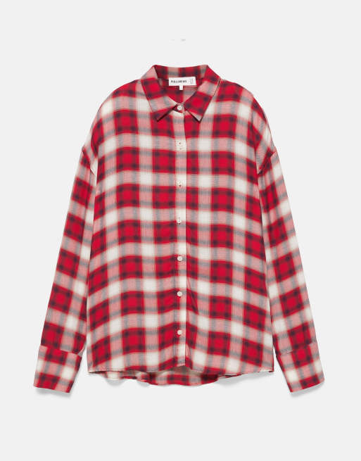 Pull&Bear långärmad rutig skjorta i flerfärgad, 5 av 7