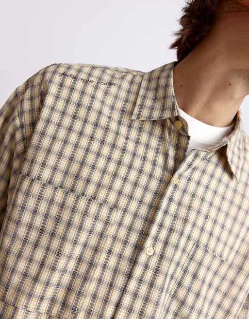 Pull&Bear langärmliges kariertes Hemd in Vanille, 3 von 7