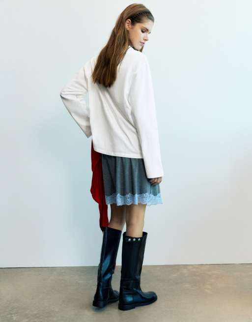 Pull&Bear – Langärmliges Oversize-T-Shirt in Weiß, 2 von 7