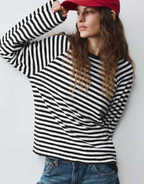 Pull&Bear Langärmliges Raglan-T-Shirt mit Streifen - view 1