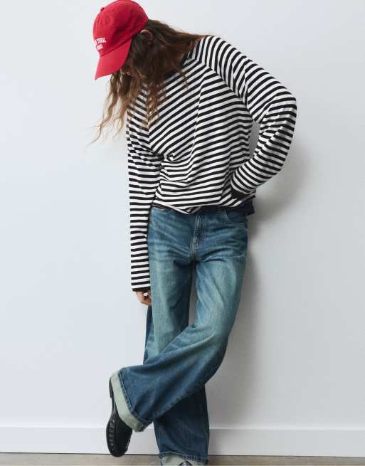 Pull&Bear Langärmliges Raglan-T-Shirt mit Streifen, 5 von 7
