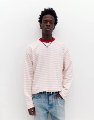Langärmliges T-Shirt in rosa gestreift Rosa XS