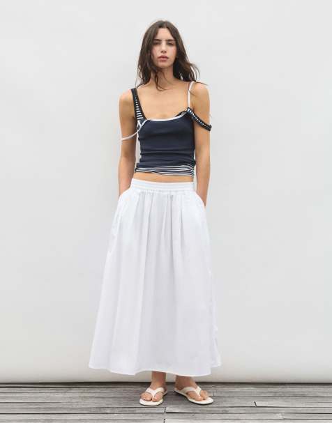 Pull&Bear - Lange caperok in wit - view 1