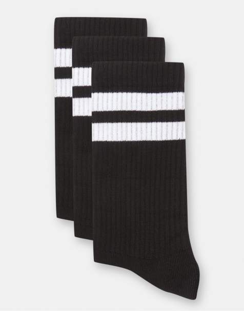 Pull&Bear – Lange gestreifte Socken in Schwarz - view 1