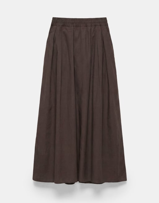 Pull&Bear – Langer Cape-Rock in Braun, 4 von 7