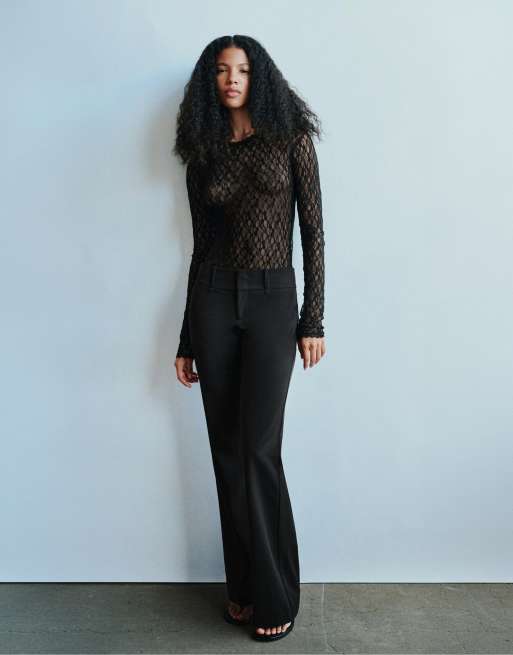 Pull&Bear langærmet bodystocking i sort blonde, 3 af 7