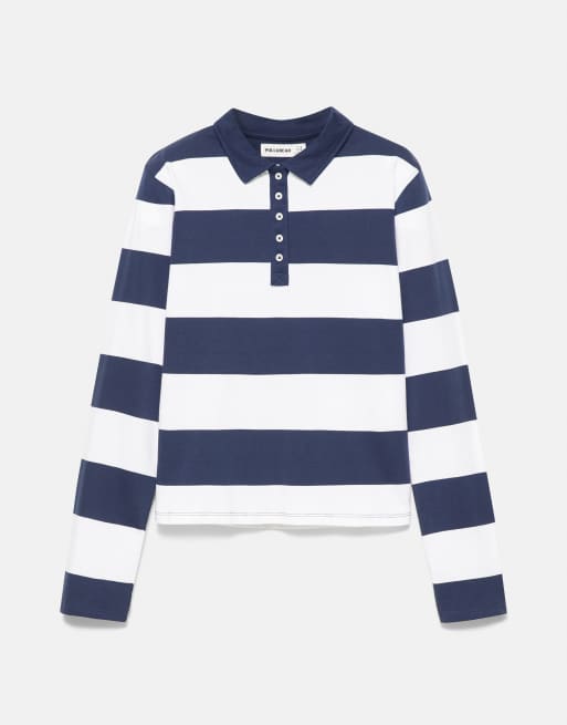 Pull&Bear langærmet poloskjorte i brun, 5 af 7