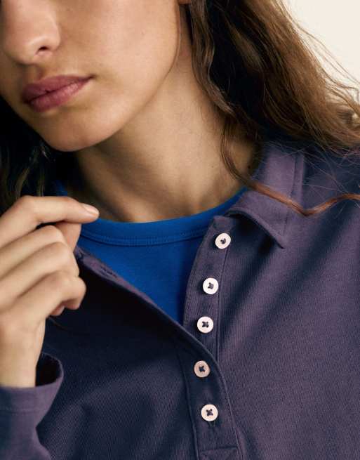 Pull&Bear langærmet poloskjorte i navy, 3 af 7