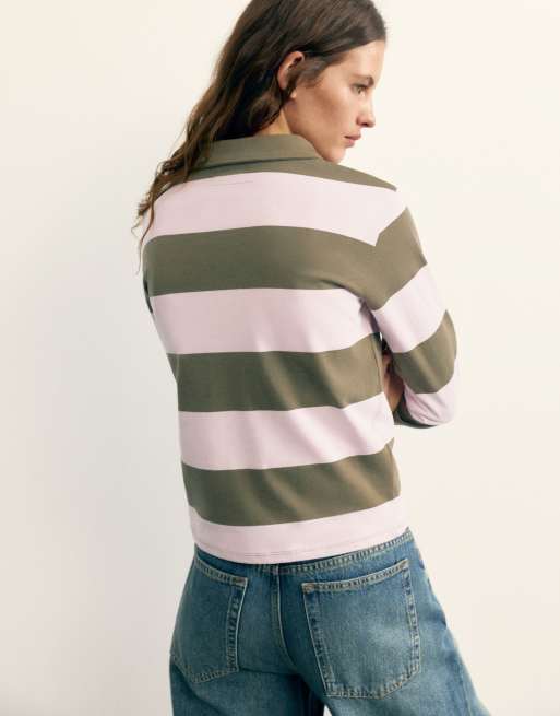 Pull&Bear langærmet poloskjorte i stribet, 2 af 7
