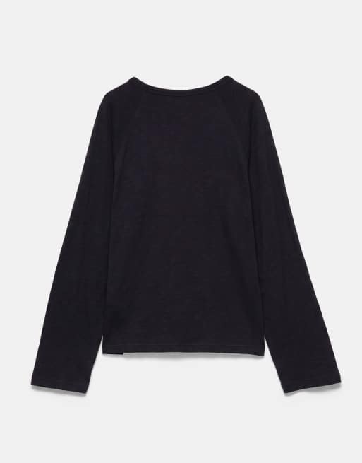 Pull&Bear langærmet raglan T-shirt i sort, 7 af 7