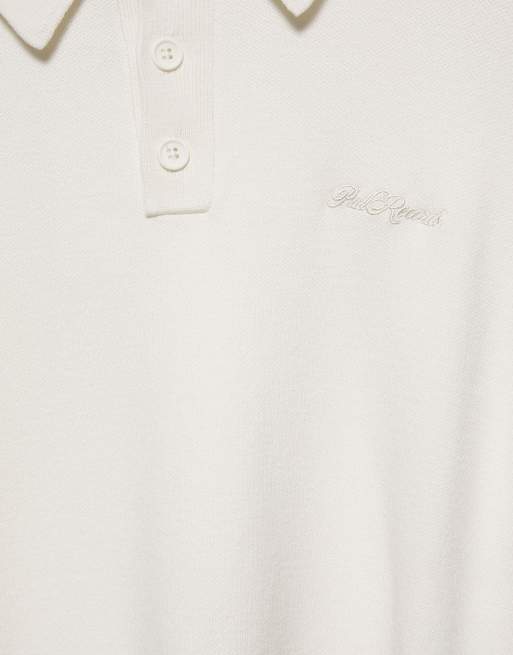Pull&Bear langærmet strikket poloskjorte i hvid, 6 af 7