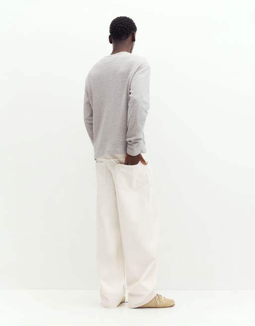 Pull&Bear langærmet T-shirt i lys meleret waffle-strik, 2 af 7