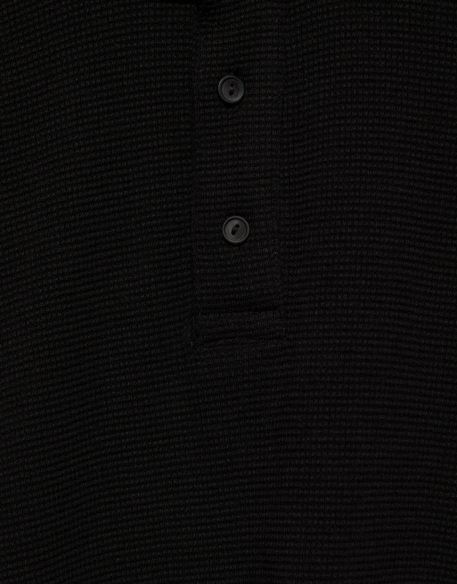 Pull&Bear langærmet T-shirt i sort waffle-strik, 6 af 7