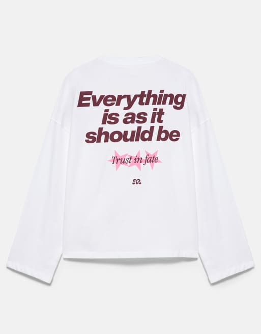 Pull&Bear langærmet T-shirt med tekst i isblå, 7 af 7