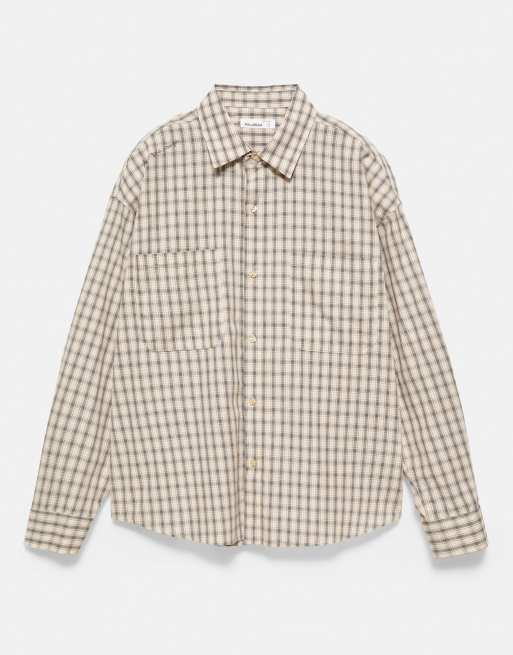 Pull&Bear langærmet ternet skjorte i vanilje, 6 af 7