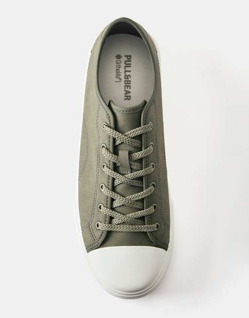 Pull&Bear – Lässige Sneaker in Khaki mit Detail, 3 von 4