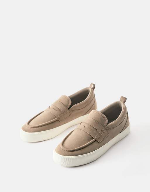 Pull&Bear lässige Sneaker mit Riemen in Ecru, 2 von 4