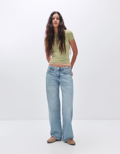 Pull&Bear - Lavtaljede blå jeans med lige ben - view 1