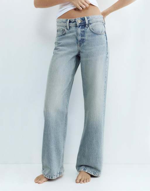 Pull&Bear - Lavtaljede jeans i bleg lyseblå med lige ben, 2 af 7