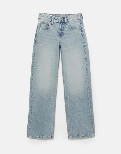 Pull&Bear - Lavtaljede jeans i bleg lyseblå med lige ben, 6 af 7