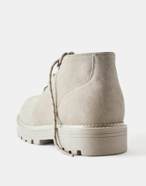Pull&Bear læder snørestøvler i råhvid, 3 af 4