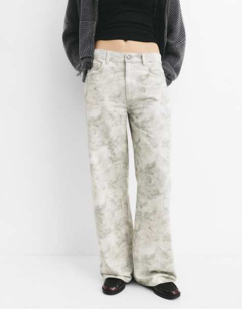 Pull&Bear Leaf print trousers in bottle - view 1