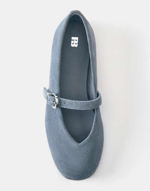 Pull&Bear Leather ballerinas in blue, 3 of 4