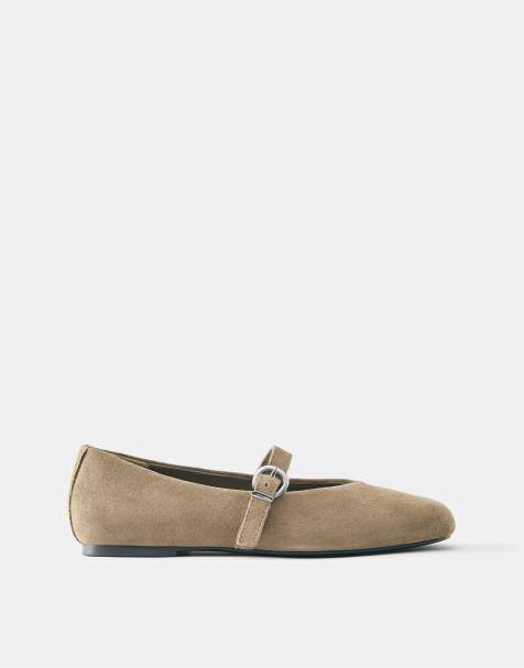 Pull&Bear Leather ballerinas in blue - view 1