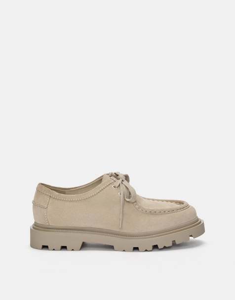 Pull&Bear Leather boat shoes in ecru - view 1